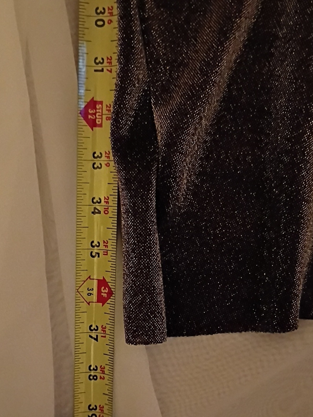 AllSaints Metallic Gold Shimmer On Black Twist-Front Maxi Skirt Over Mini Skirt - Picture 13 of 16